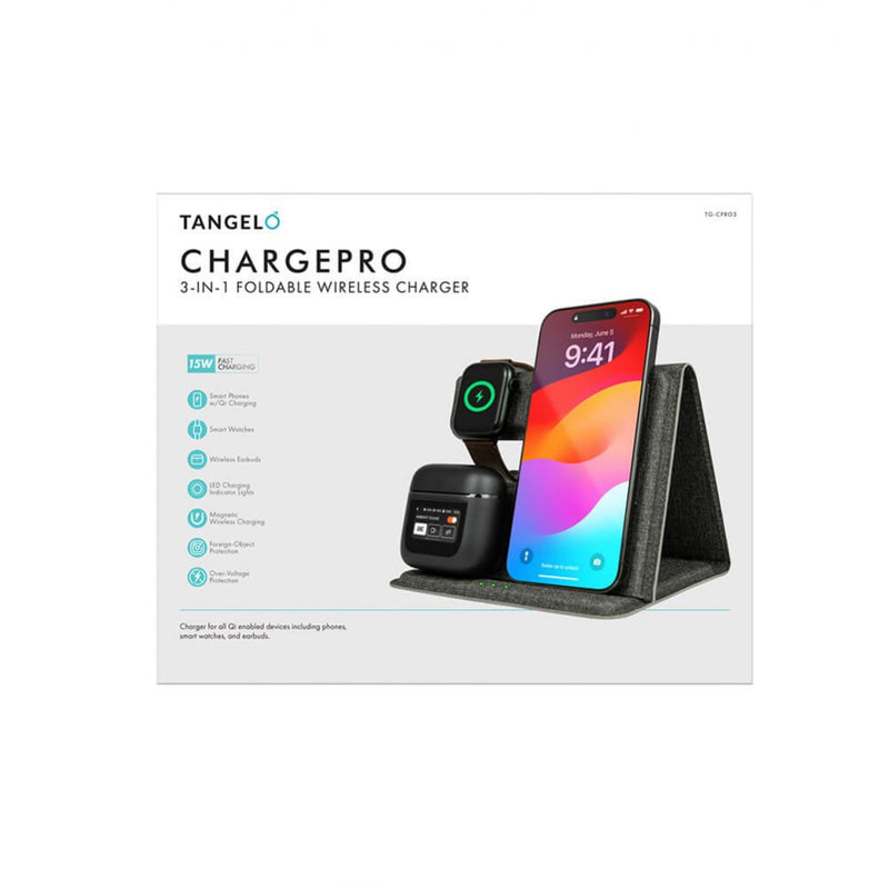 Tangelo ChargePro 3 In 1 Foldable Wireless Charger